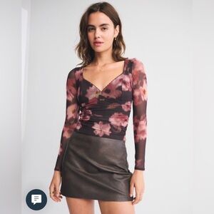 A&F Zoe Bra-Free Long-Sleeve Mesh Top